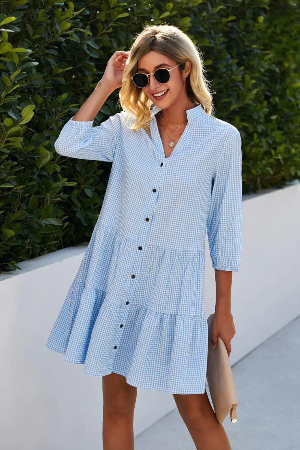 Lisbeth® | Checked V-Neck Dress - Image 2