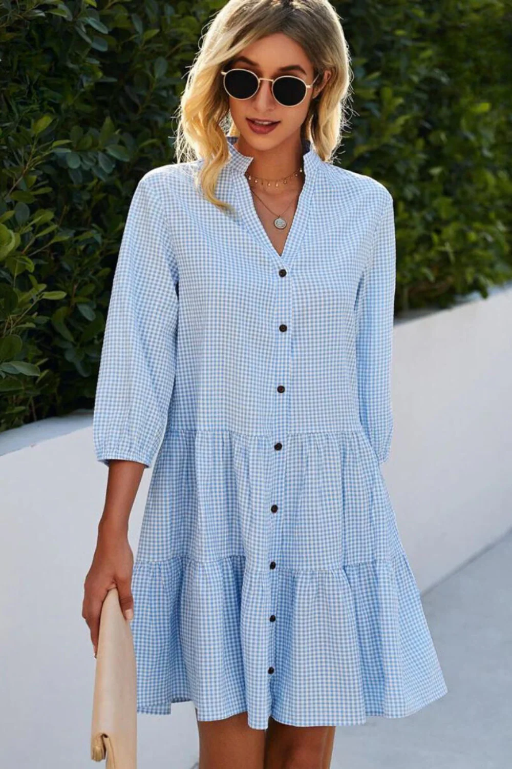Lisbeth® | Checked V-Neck Dress - Image 3