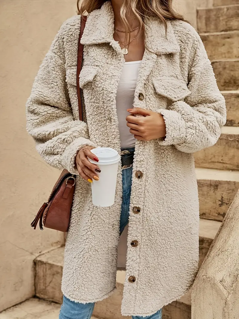 Lorena | Plush knitted casual long jacket - Image 2