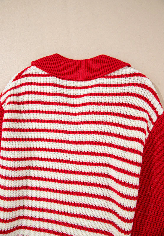 Lorena | Striped long-sleeved sweater with Johnny collar - Image 8