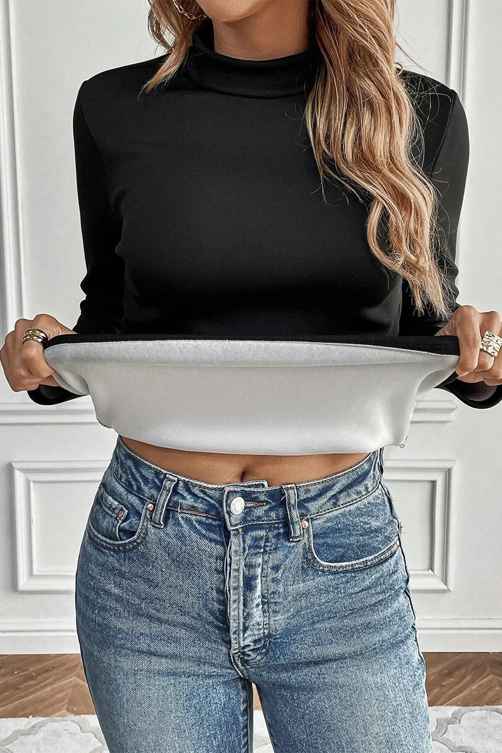 Loretta | Thermo-lined long-sleeved blouse with stand-up collar - Image 2