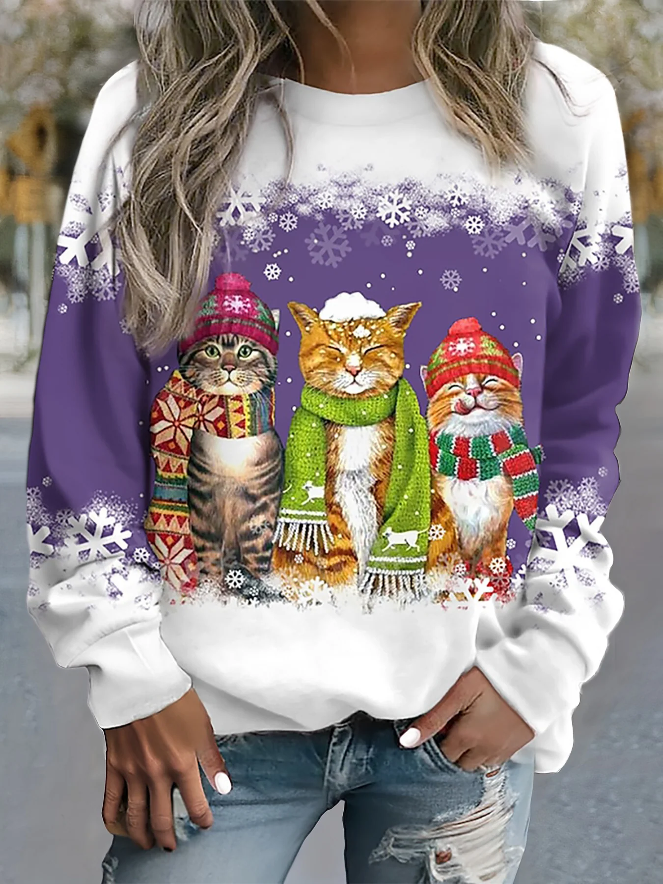 Lourdes® | WARM WINTER TOP WITH SNOW CAT PRINT - Image 3