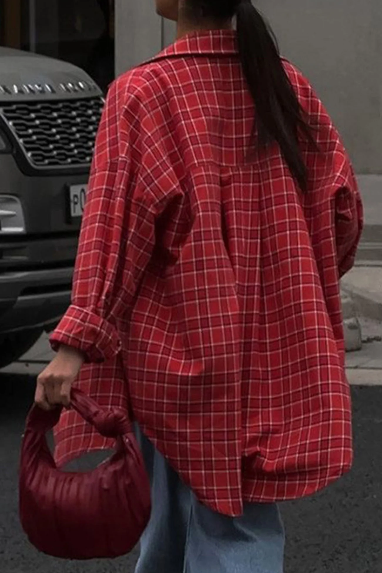 Lucía | Checked single breasted loose blouse - Image 3