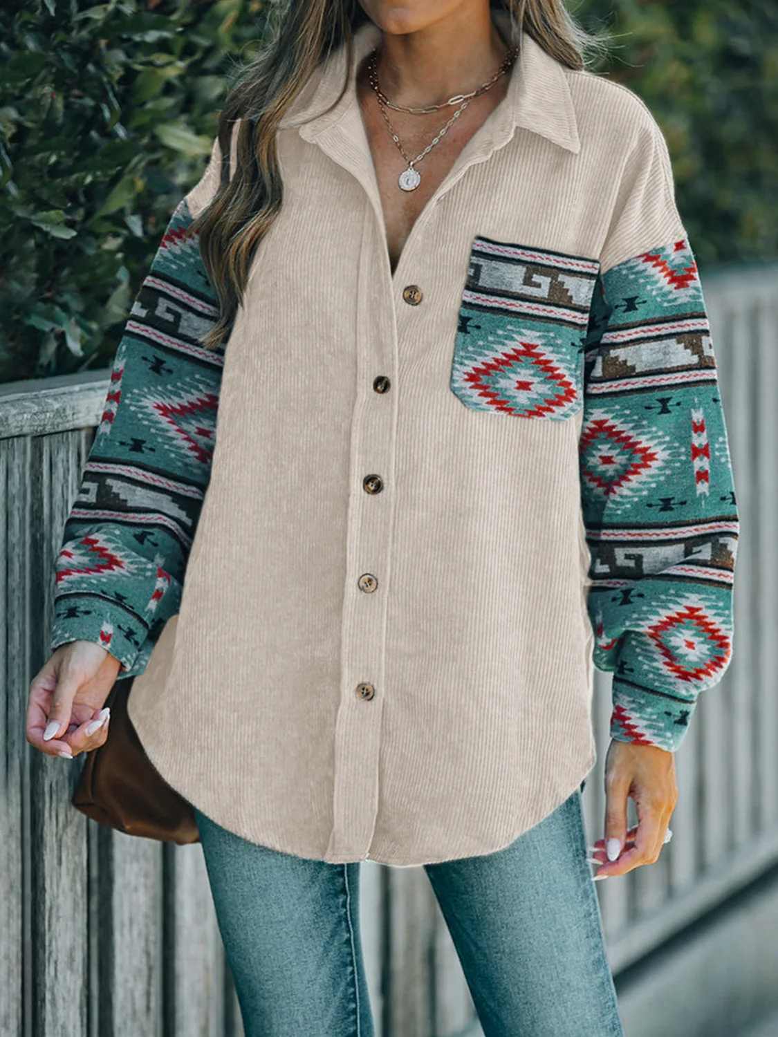 Lucie | Perfee neck jacket with geometric collar and pockets - Image 7
