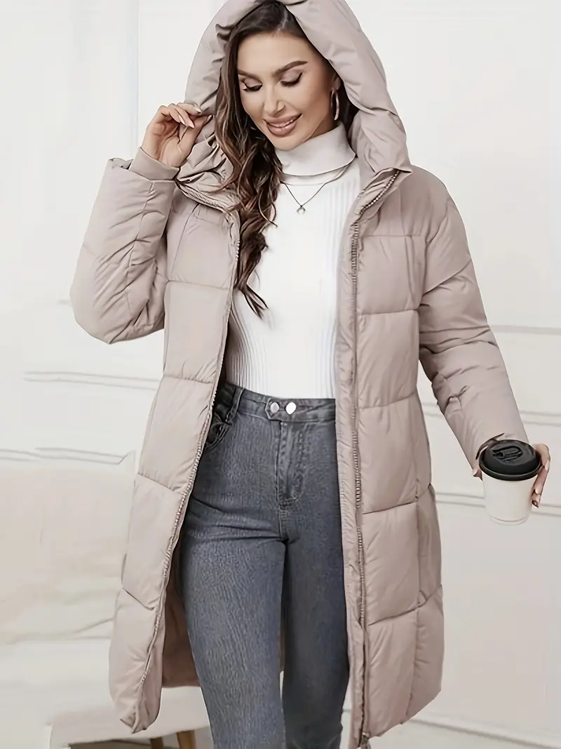 Lucrecia | Long down jacket with hood - Image 14