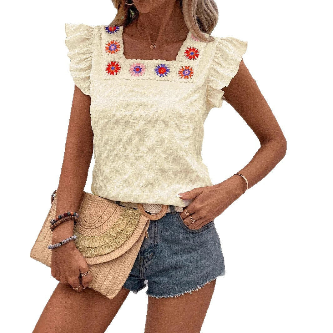 Luz® | Women'S Blouse With Flounce And Hand-Embroidered Design - Image 5