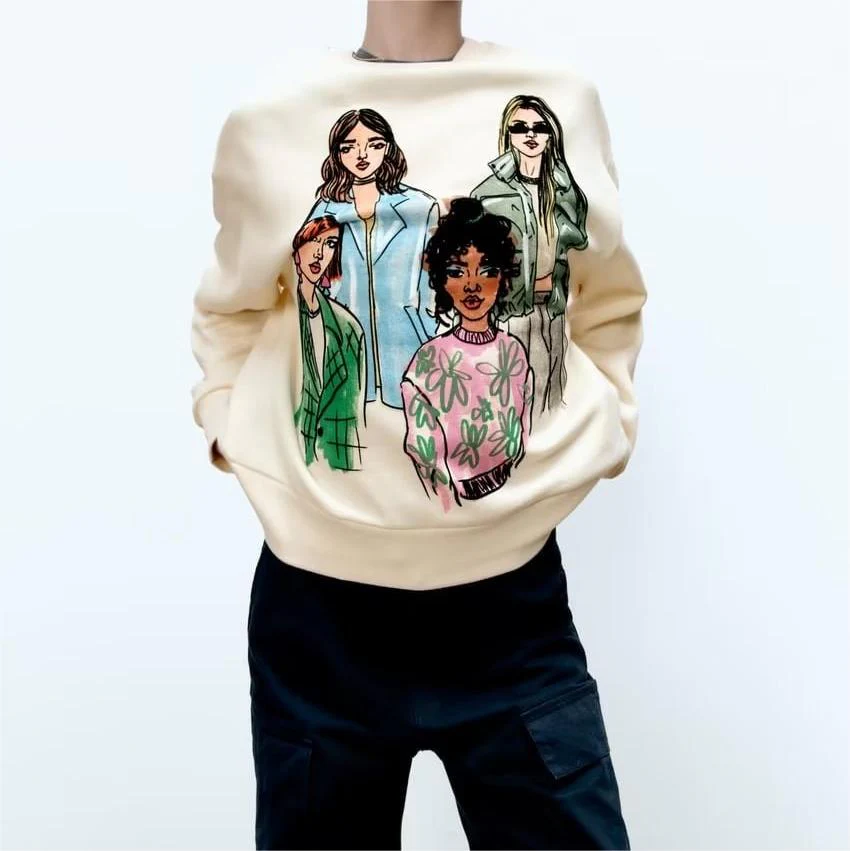 Madelief® | Illustrated crew neck sweatshirt for women