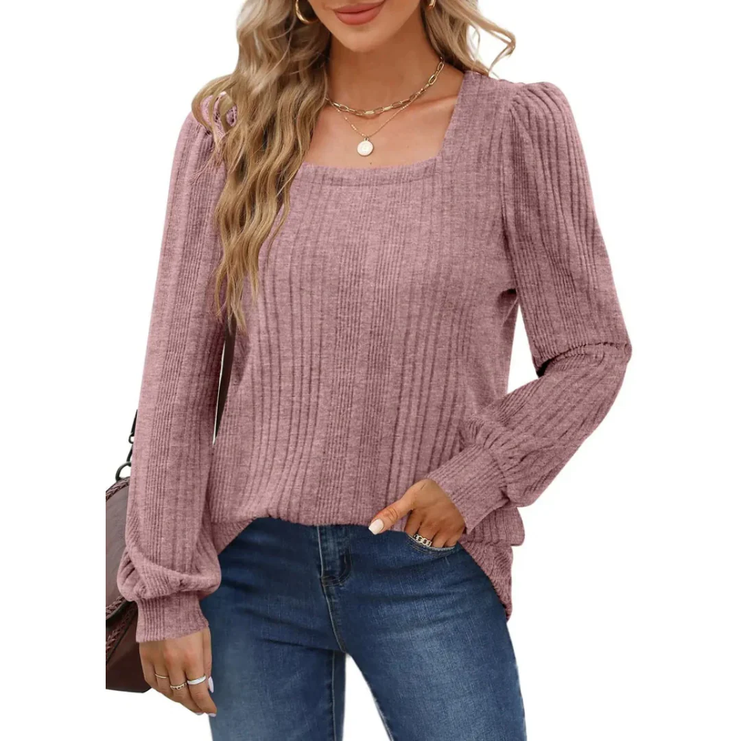 Madelief | Long-sleeved women's sweater with a square neckline - Image 3