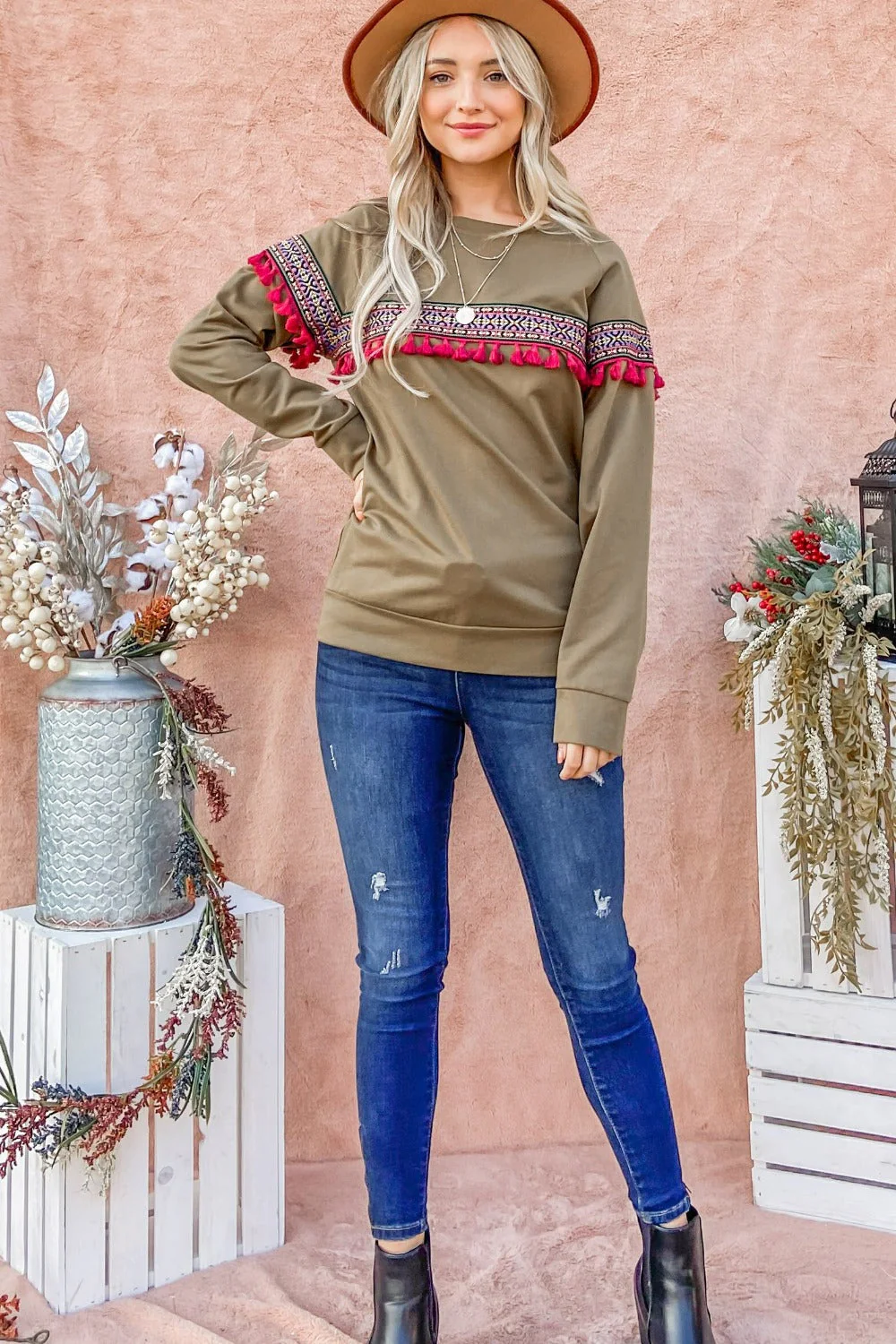 Magda | And the Why ethnic top with ribbon and tassel trim - Image 6