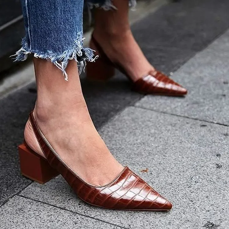 Magda® | Orthopedic Women'S Pumps With Block Heel And Crocodile Pattern - Image 2