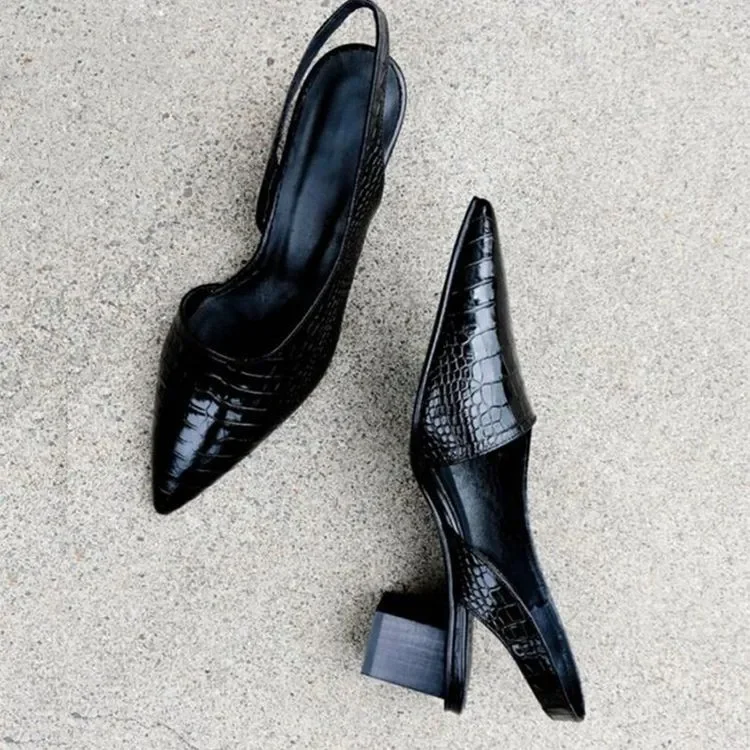 Magda® | Orthopedic Women'S Pumps With Block Heel And Crocodile Pattern - Image 4