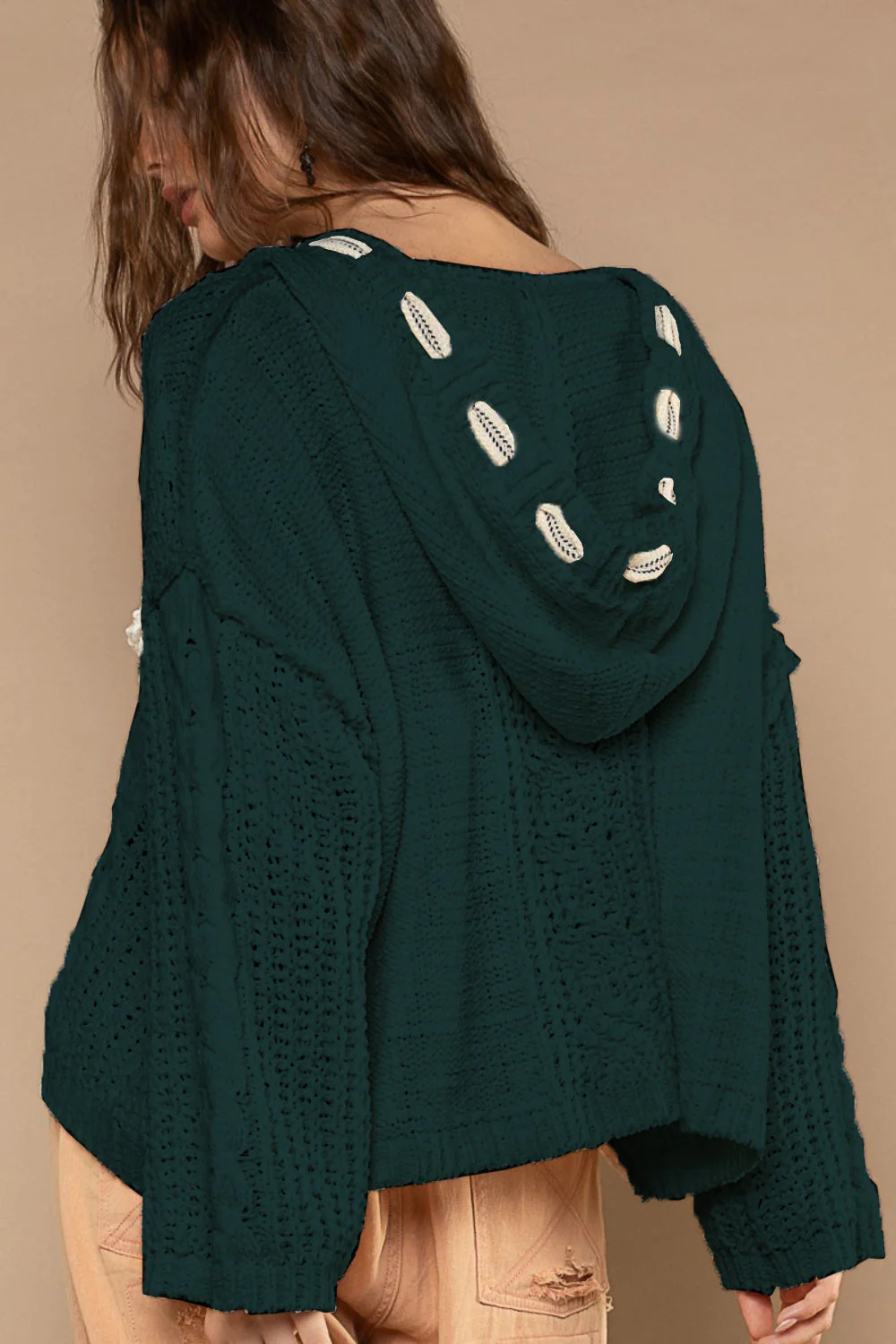 Maite | Chenille cable knit sweater with hood - Image 3