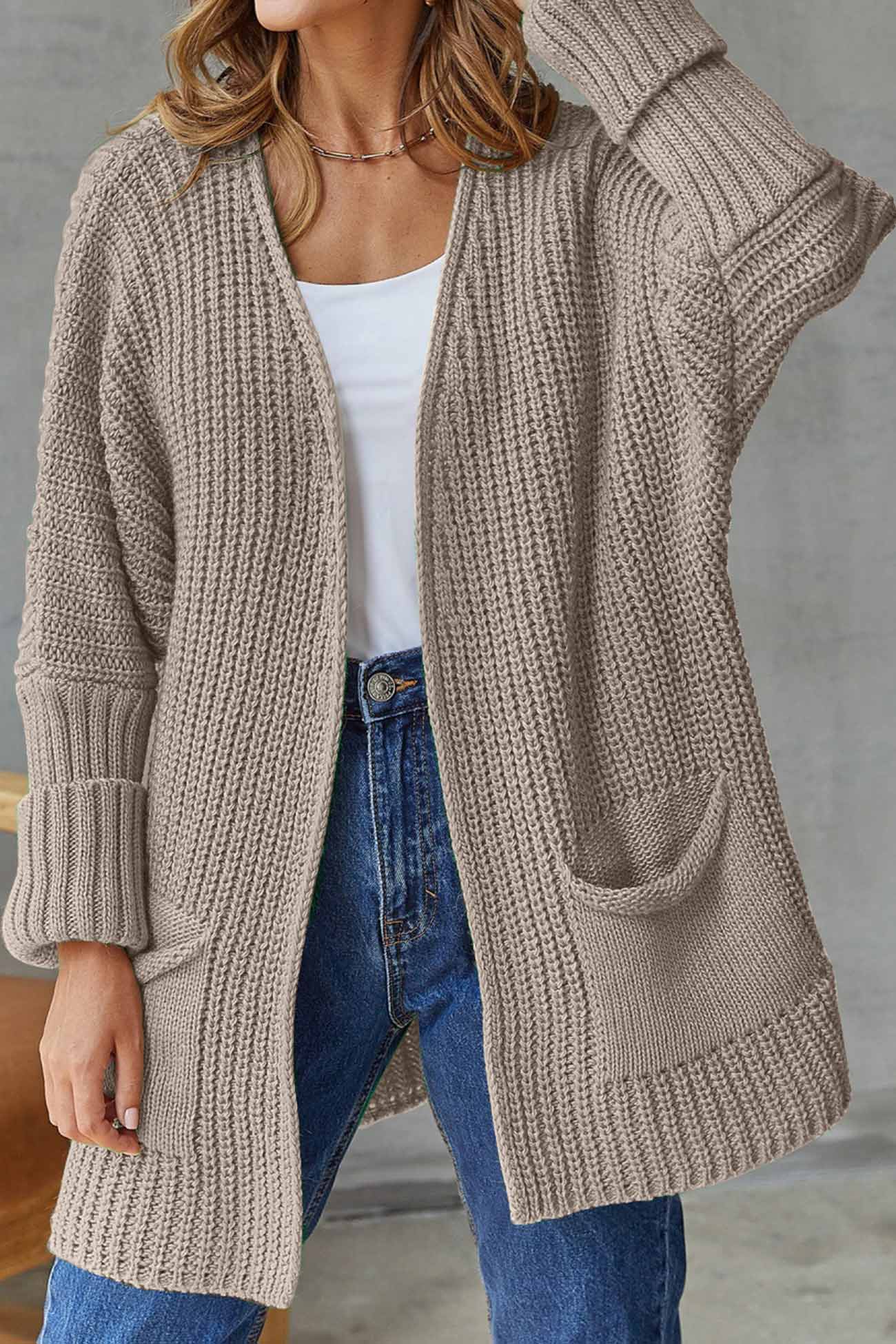 Manuela | Solid long cardigan with open front - Image 10