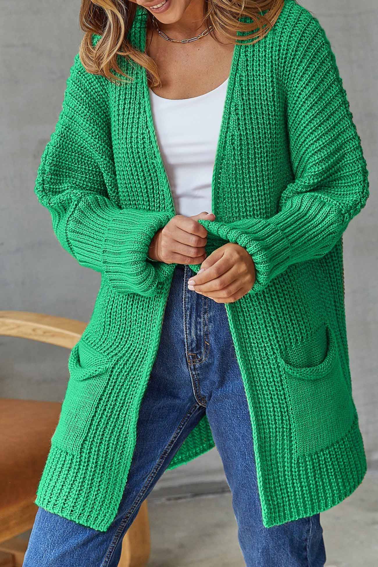 Manuela | Solid long cardigan with open front - Image 5