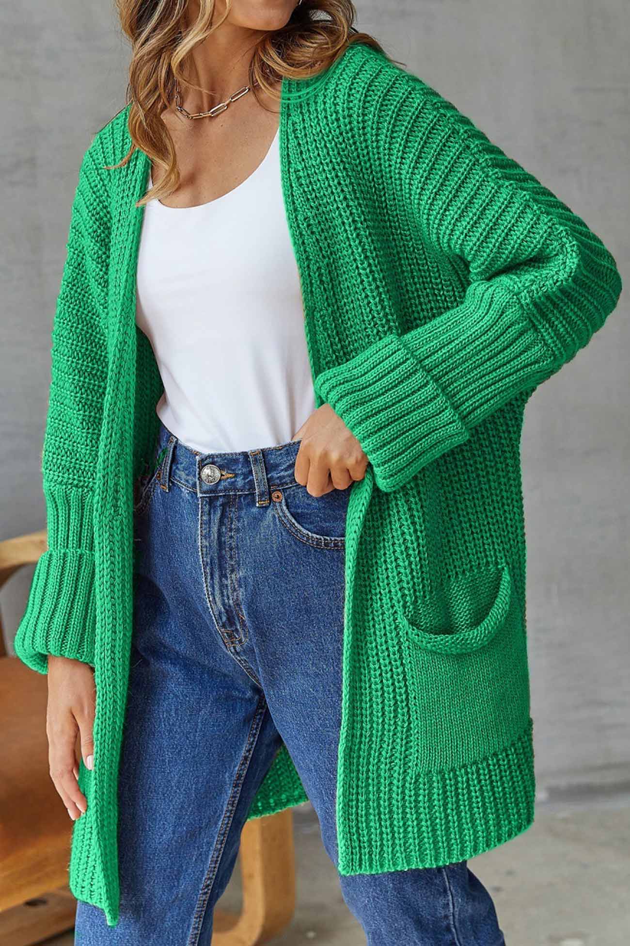 Manuela | Solid long cardigan with open front - Image 6