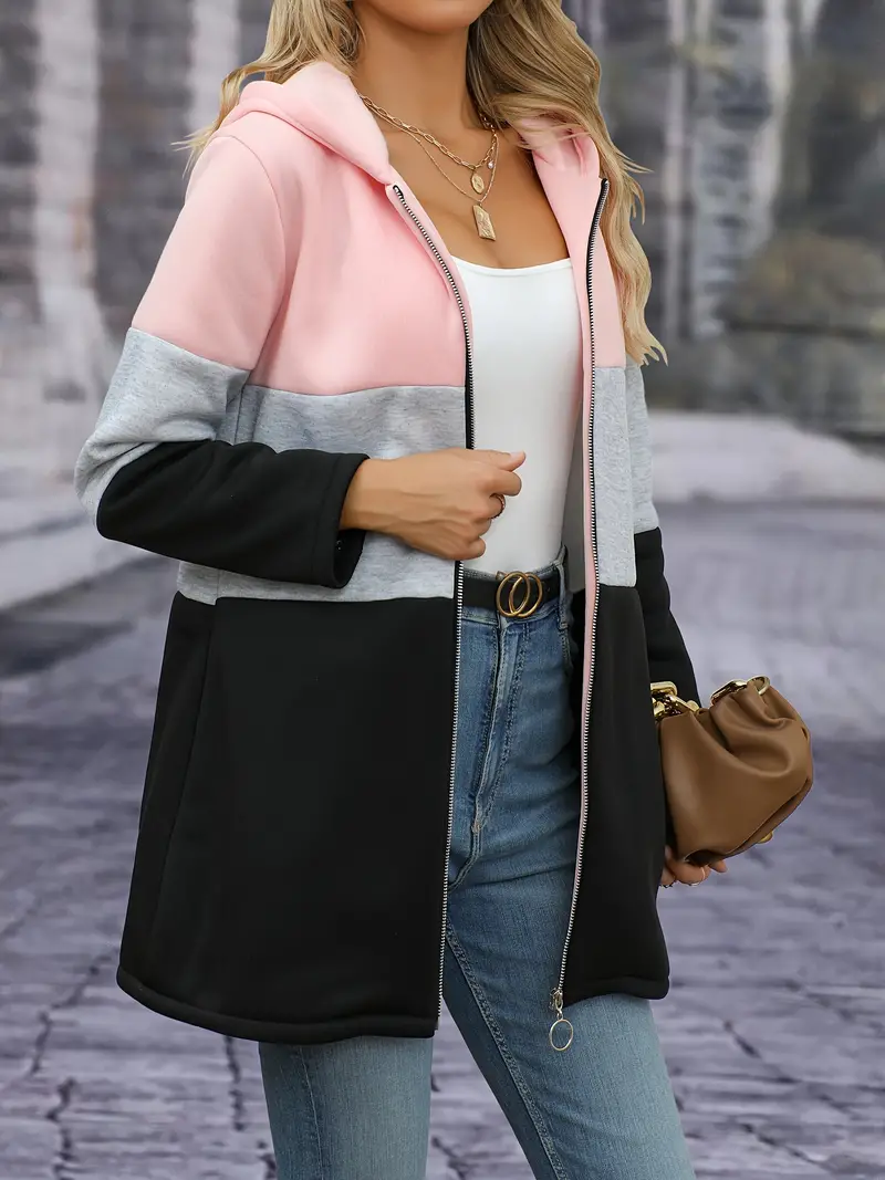 Marcela | Elegant three-color hooded jacket - Image 2