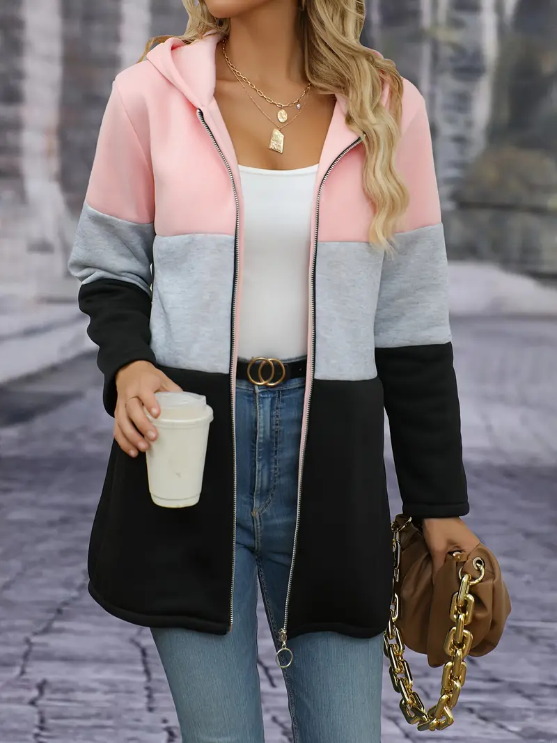 Marcela | Elegant three-color hooded jacket - Image 4