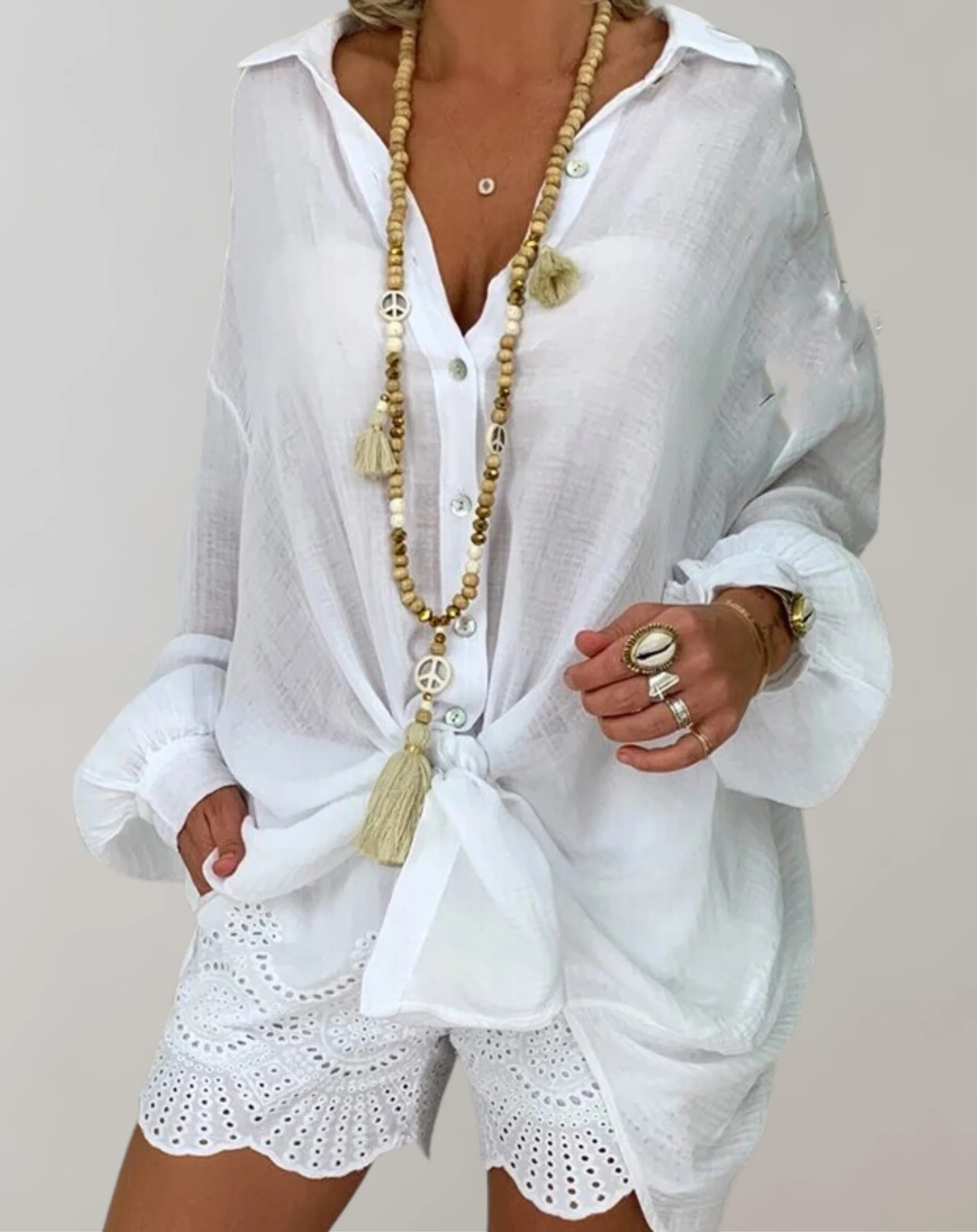 Marcela® | Long-Sleeved Linen Shirt In Plus Sizes - Image 4