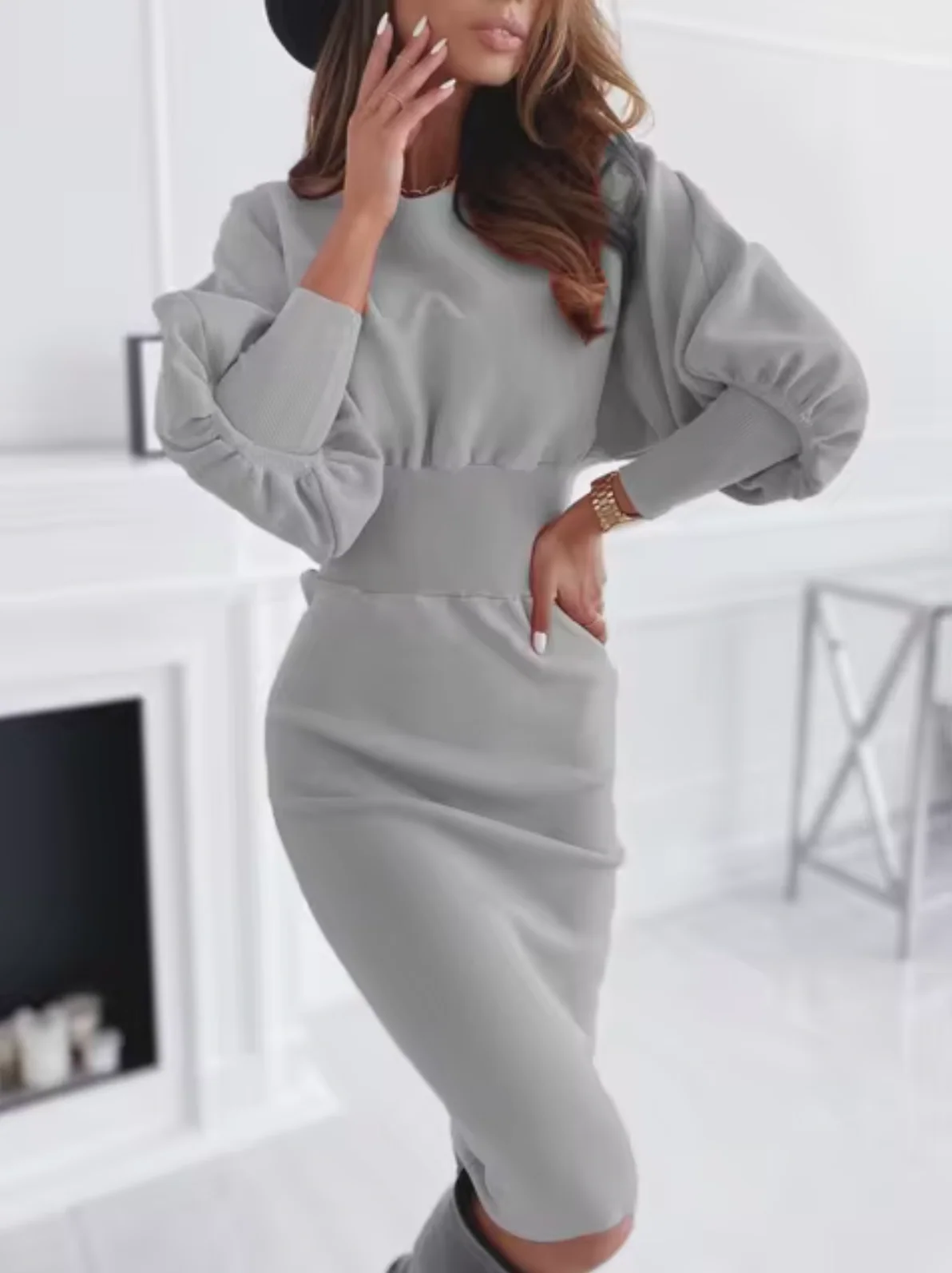 Margarita | Elegant dress with puff sleeves - Image 3