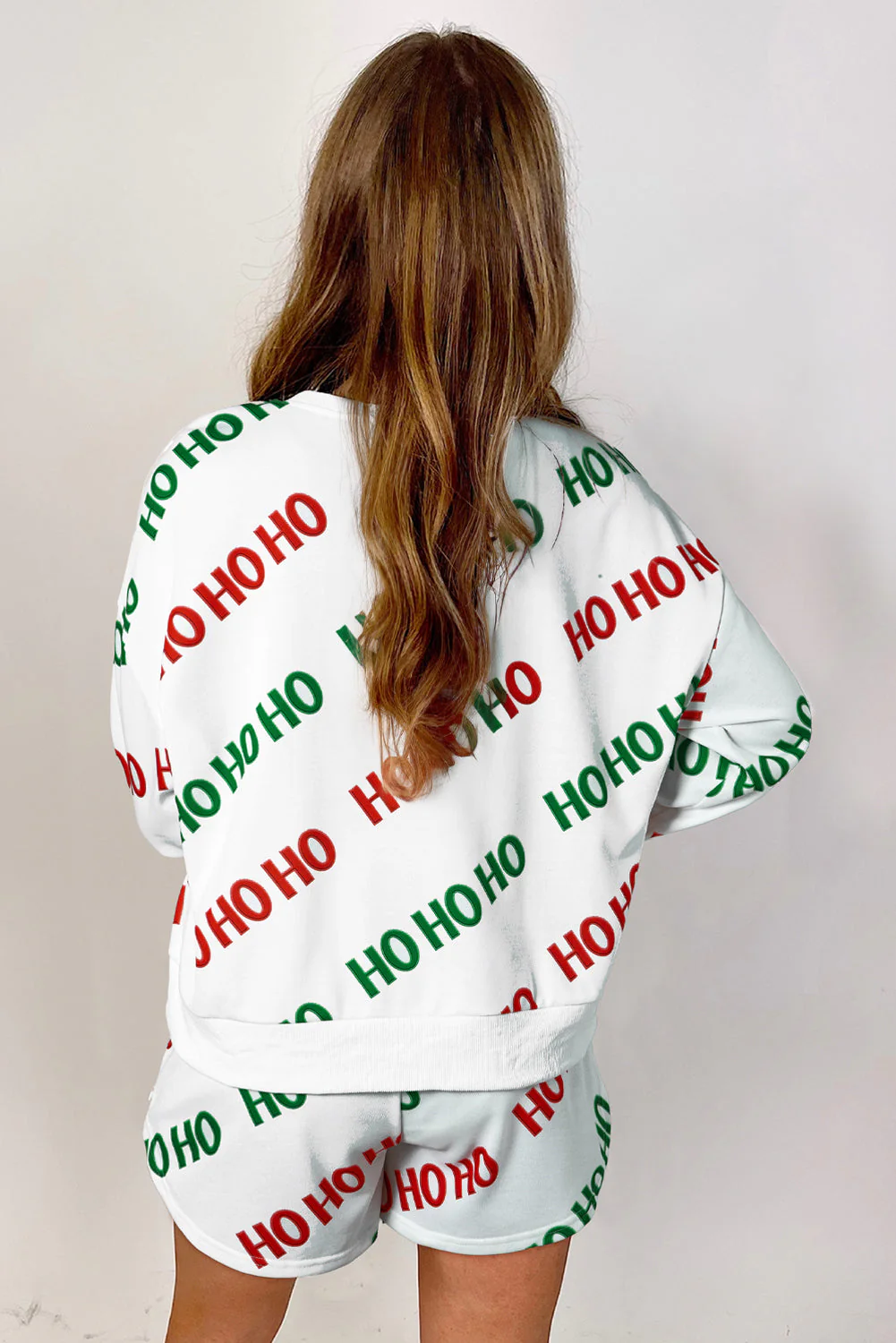 Margot | Jumper and shorts set with a Christmas HOHOHO print - Image 2
