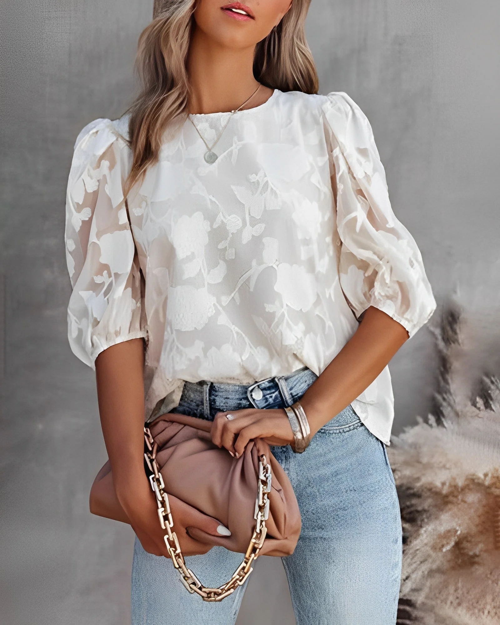 María® | Puff-Sleeved Chiffon Shirt