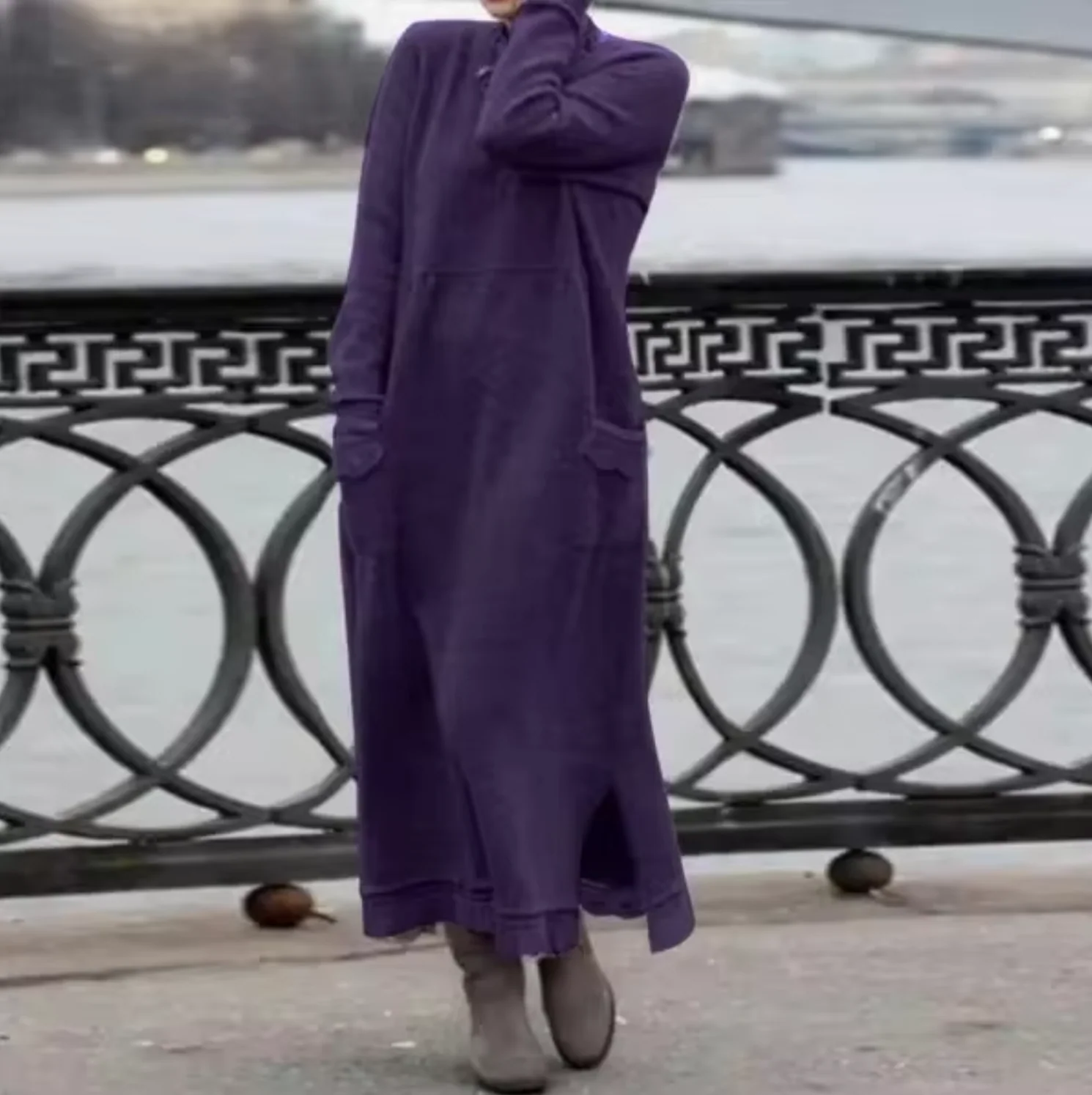 Maria Elena | Loose velvet sweatshirt dress - Image 7