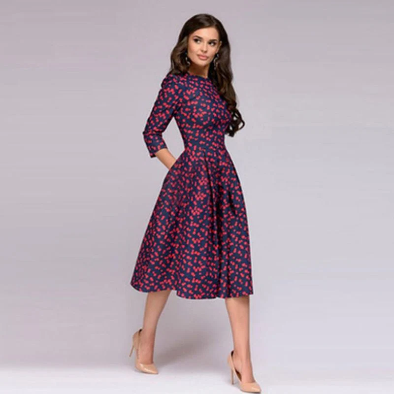 María Eugenia® | Elegant Dress With Red Dot Print