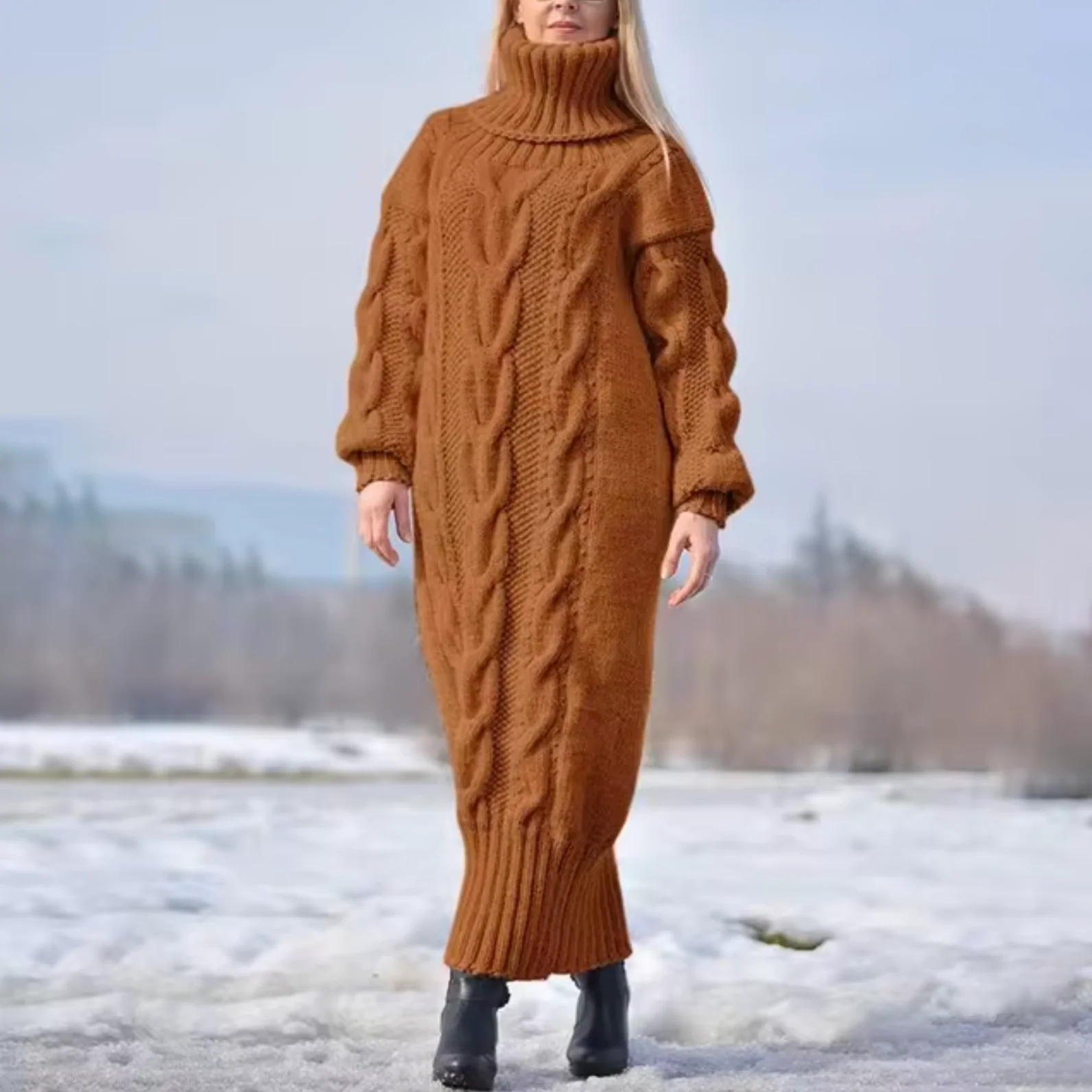 Maria Eugenia | Turtleneck sweater, long dress - Image 5