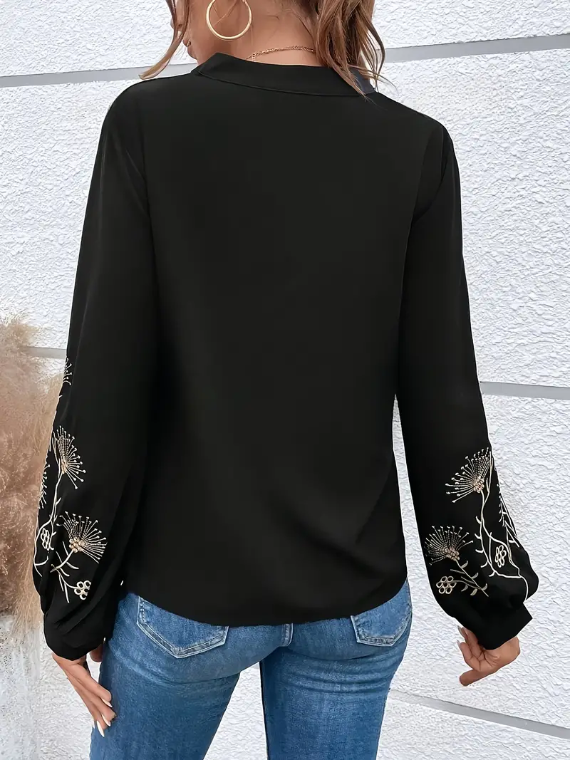 María José® | Blouse With Floral Embroidery And Lantern Sleeves For An Elegant Style - Image 3