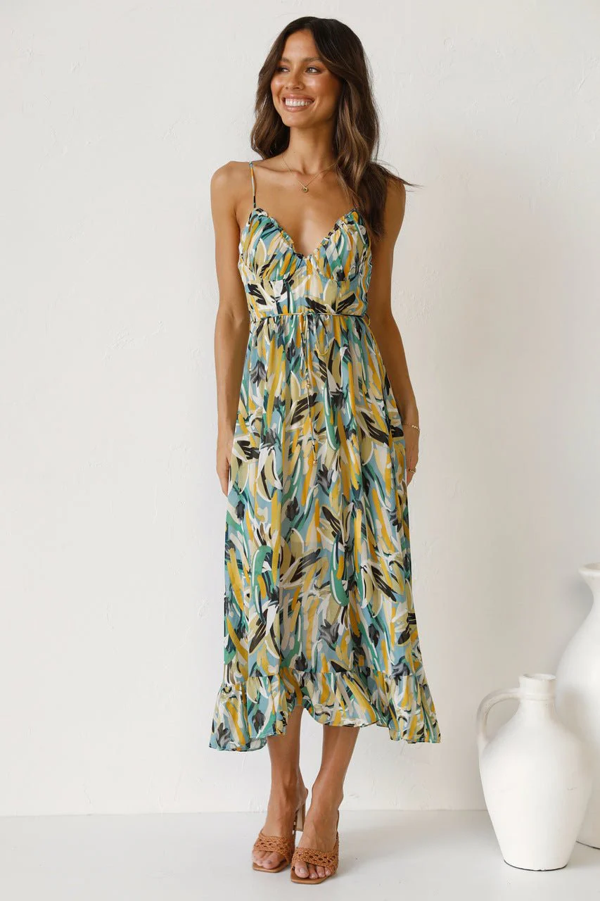 María José® | Printed Midi Summer Dress With Ruffle Trim - Image 7