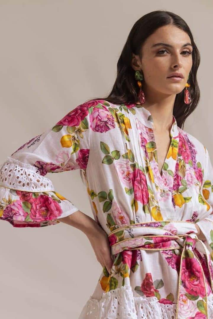 María José® | Printed Mini Dress With Ruffles And Lace Trim - Image 2