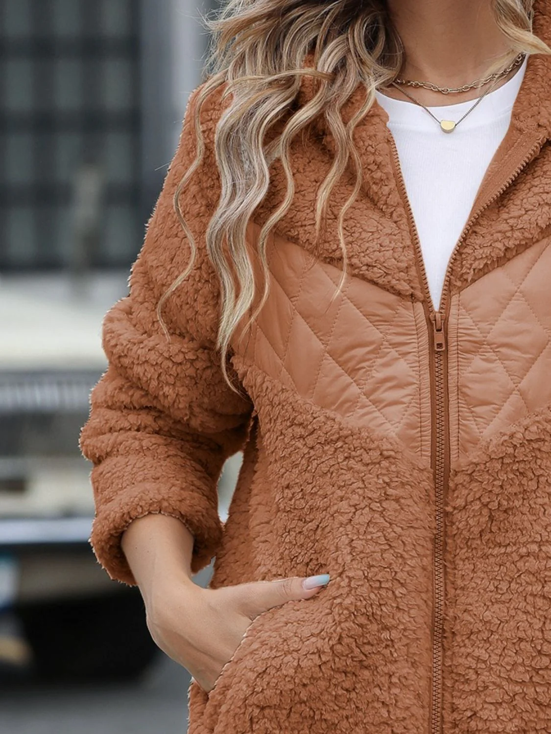 Marianna | Fluffy, long-sleeved hooded jacket with zip fastening - Image 8