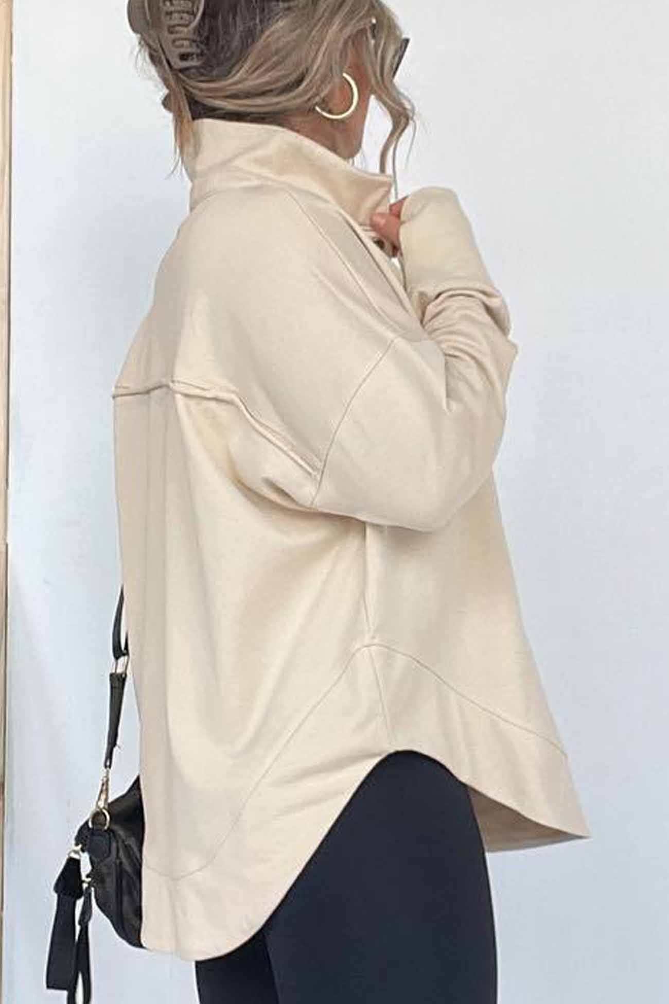 Marianna | Solid long sleeve sweatshirt with buttons - Image 4