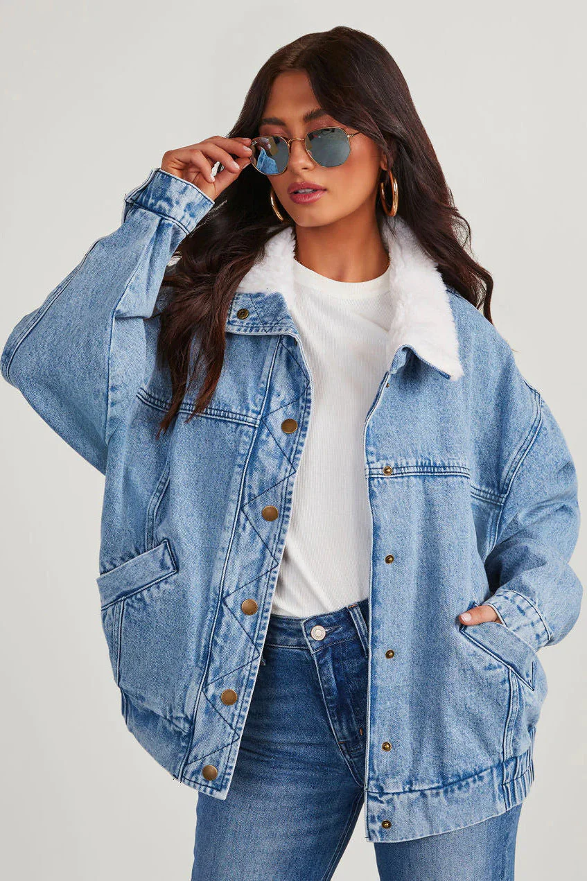 Maribel® | Women's denim jacket with fleece collar