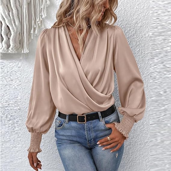 Maricarmen® | Elegant Blouse Top With V-Neck And Balloon Sleeves - Image 10