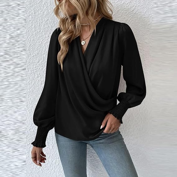 Maricarmen® | Elegant Blouse Top With V-Neck And Balloon Sleeves - Image 2
