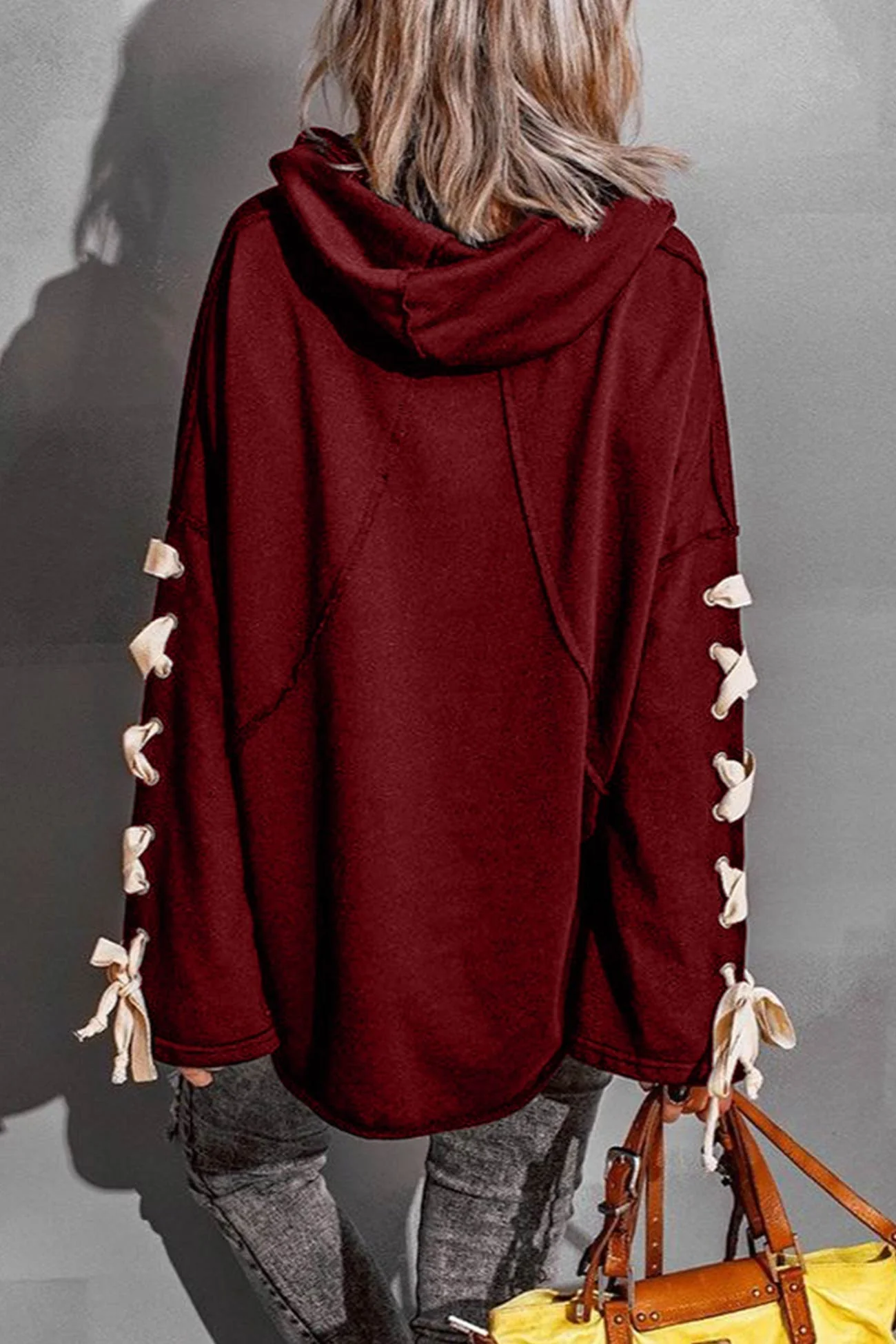Marieke | Zip-up hoodie with a stacked collar and raw edges - Image 10
