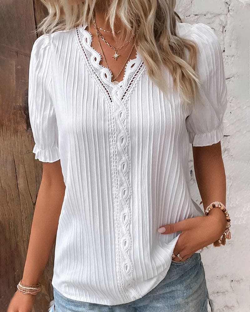Marika® | Lace Blouse With V-Neck - Image 10