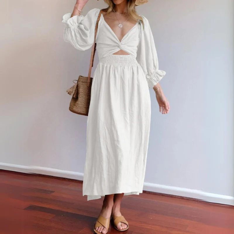 Marina® | French Dress With Ruffled Sleeves