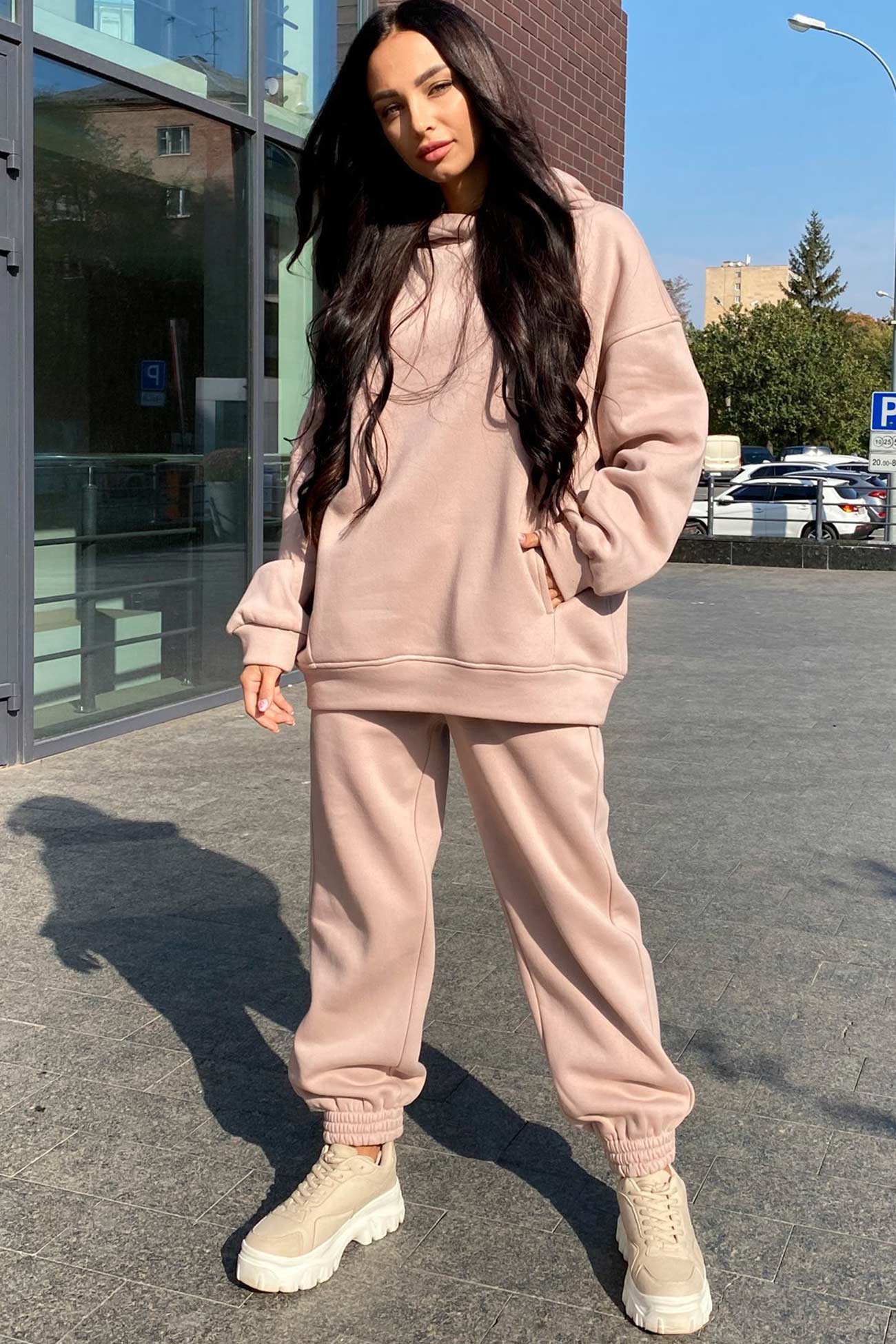 Marina | Long pants set with hood and elastic waistband and pockets - Image 8