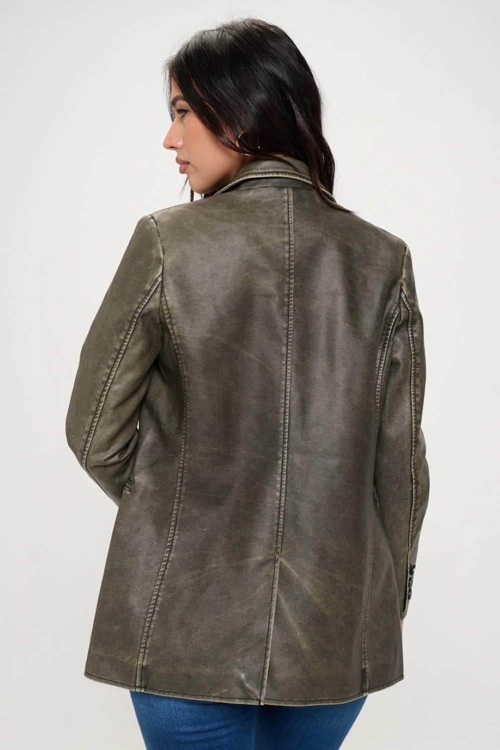 Marina | Single-breasted vegan leather blazer - Image 5