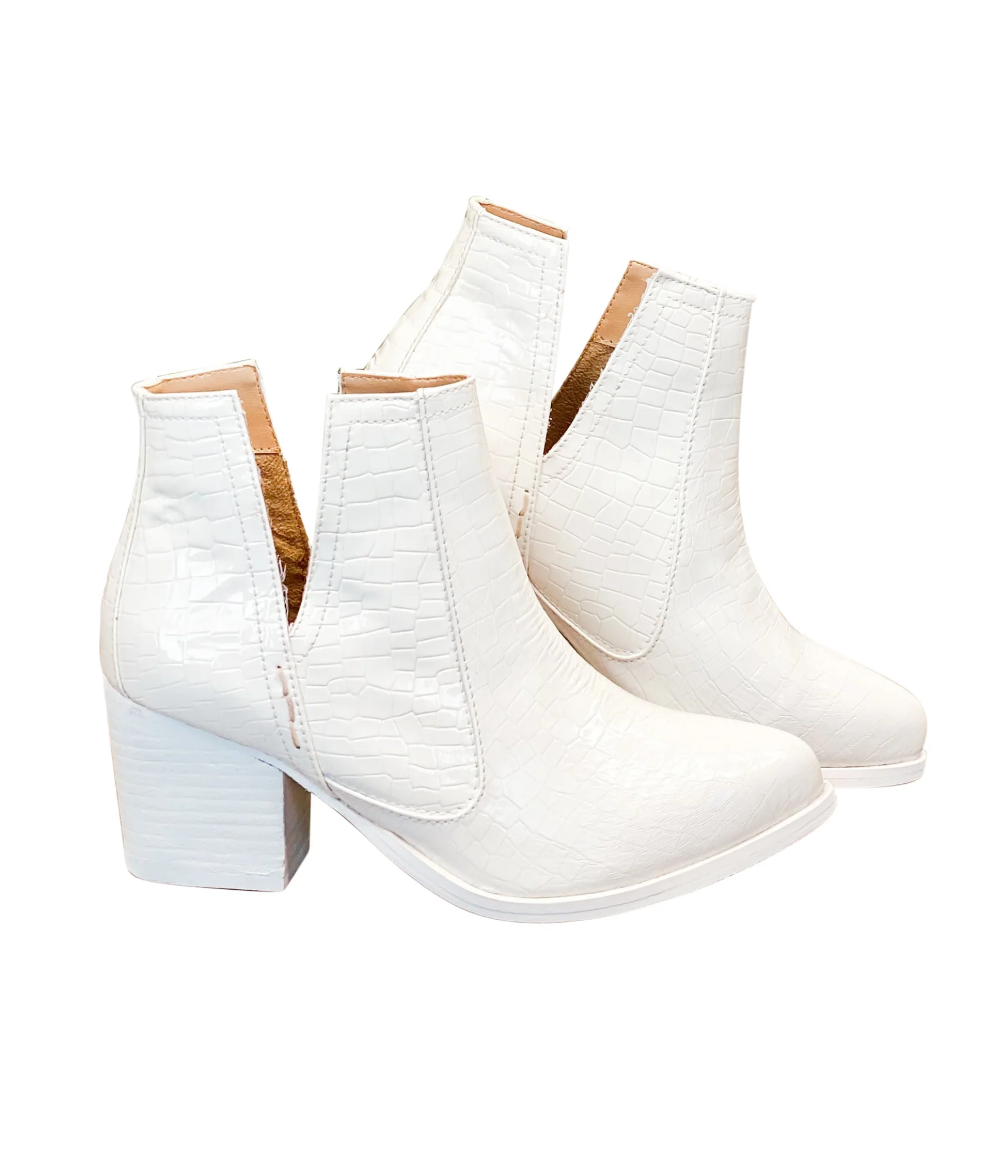 Marion | Ankle boots in white crocodile leather - Image 3