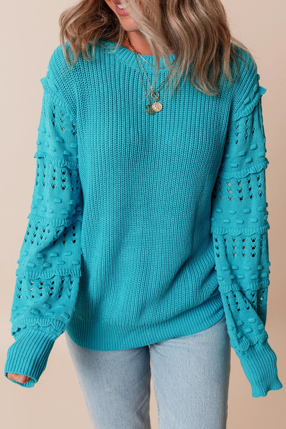 Marion | Long-sleeved sweater with openwork ruffled crew neck - Image 3