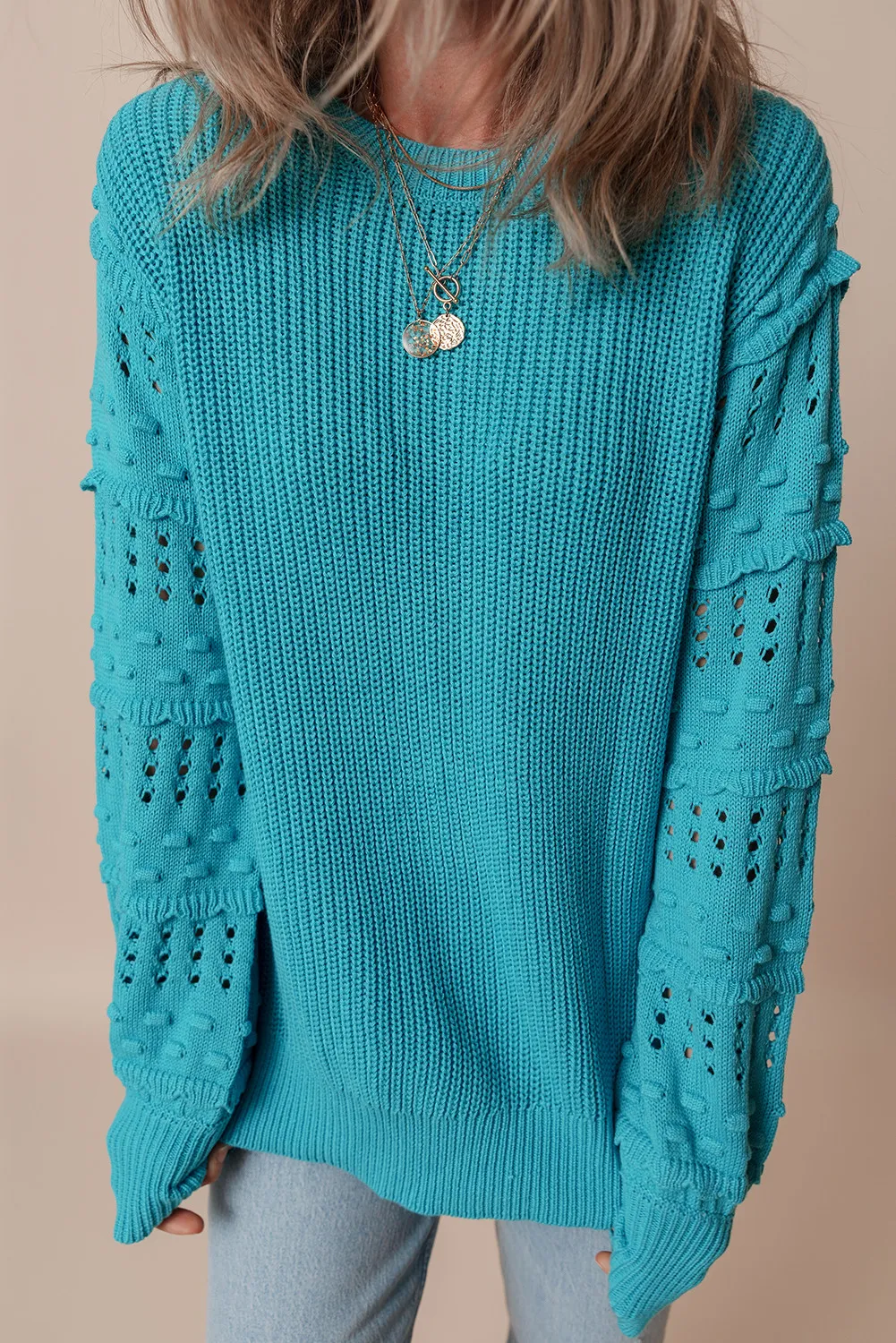 Marion | Long-sleeved sweater with openwork ruffled crew neck - Image 4