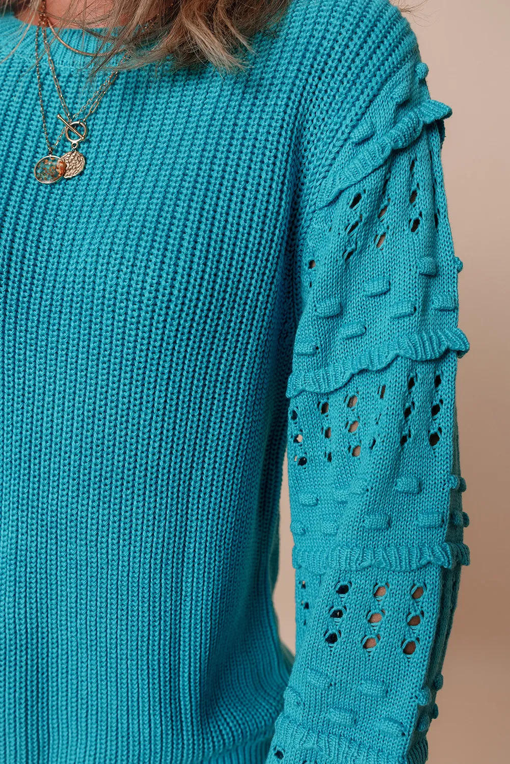 Marion | Long-sleeved sweater with openwork ruffled crew neck - Image 6