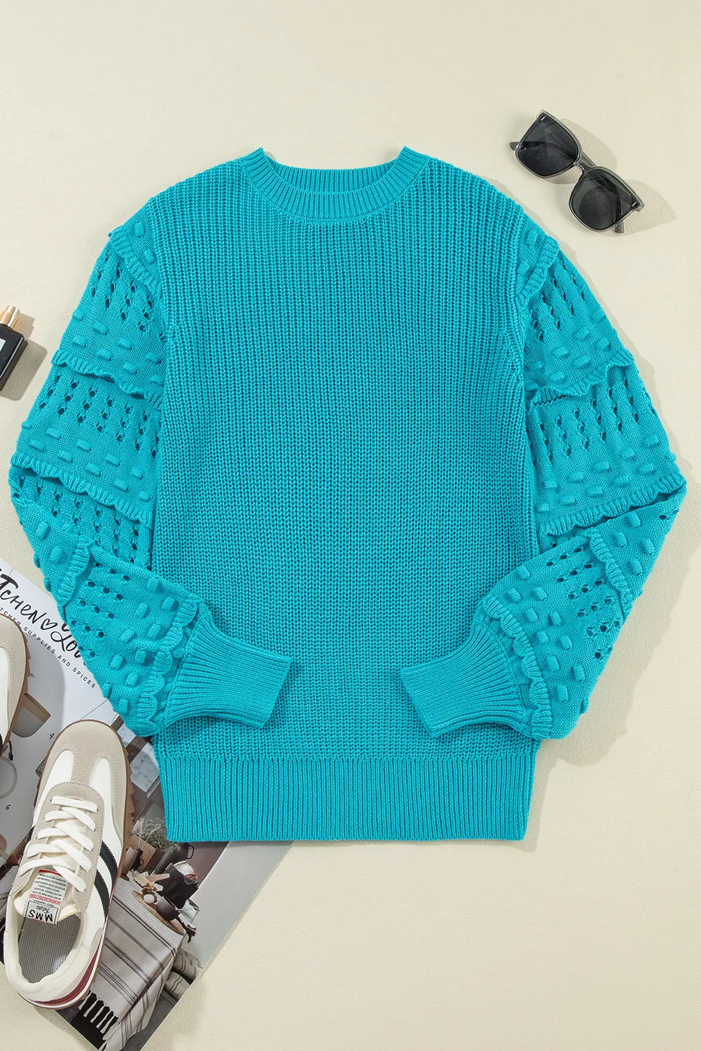 Marion | Long-sleeved sweater with openwork ruffled crew neck - Image 7