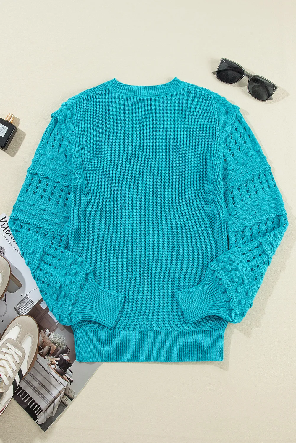 Marion | Long-sleeved sweater with openwork ruffled crew neck - Image 8