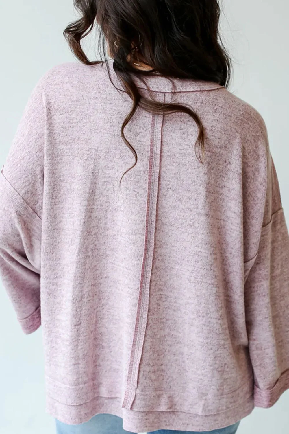 Marita | Long sleeve top with exposed seam and crew neck - Image 3