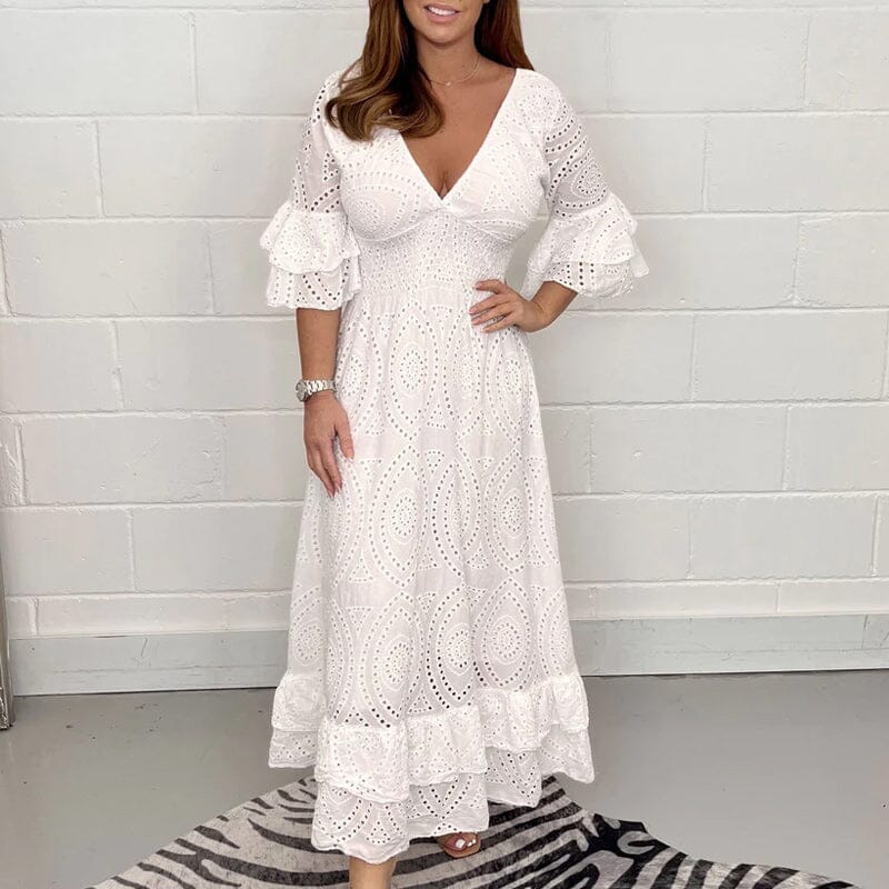 Marta® | Lace Dress With Ruffle Sleeves