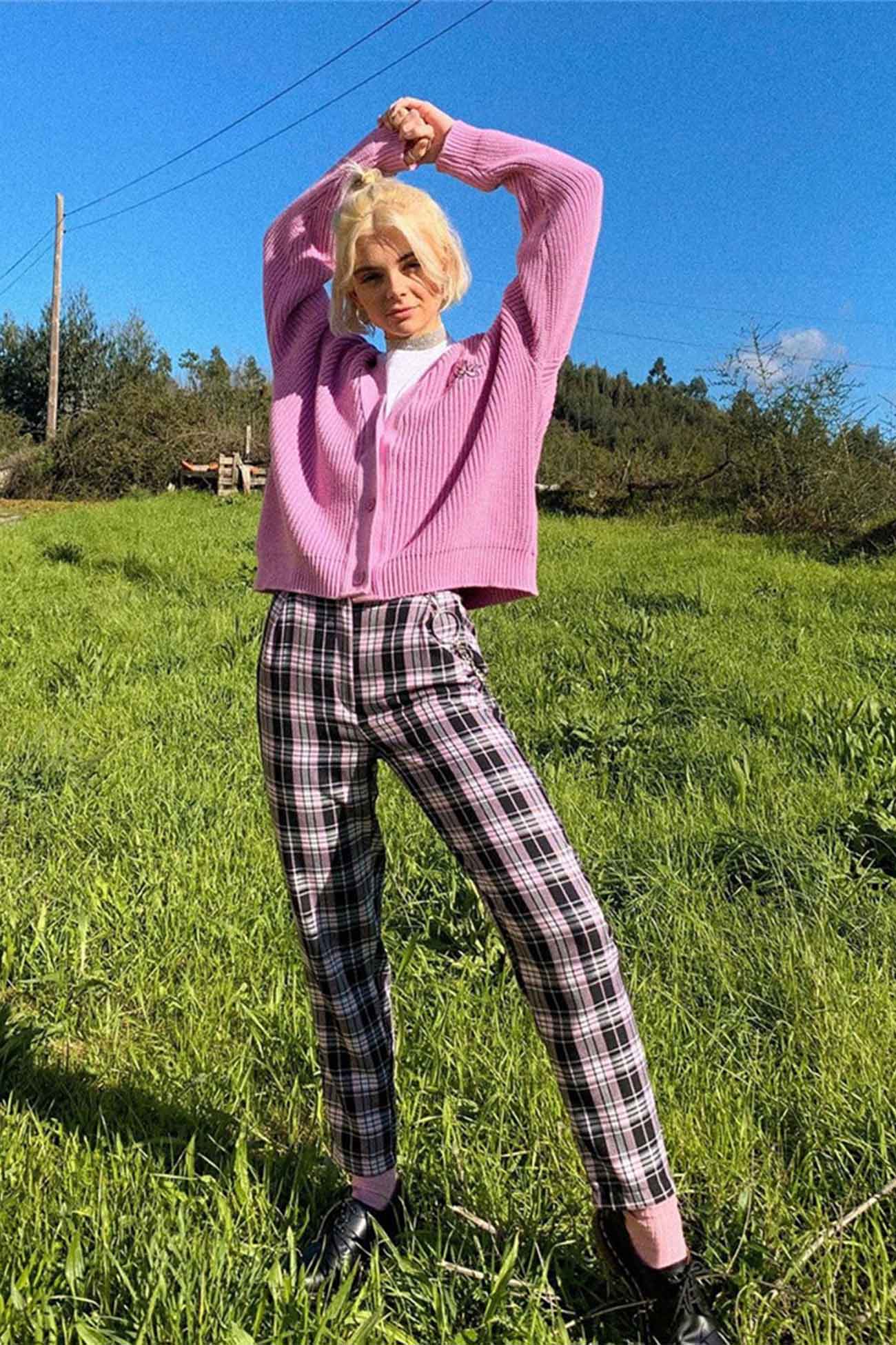 Marta | Pink cardigan with embroidered letters and buttons on the front - Image 2